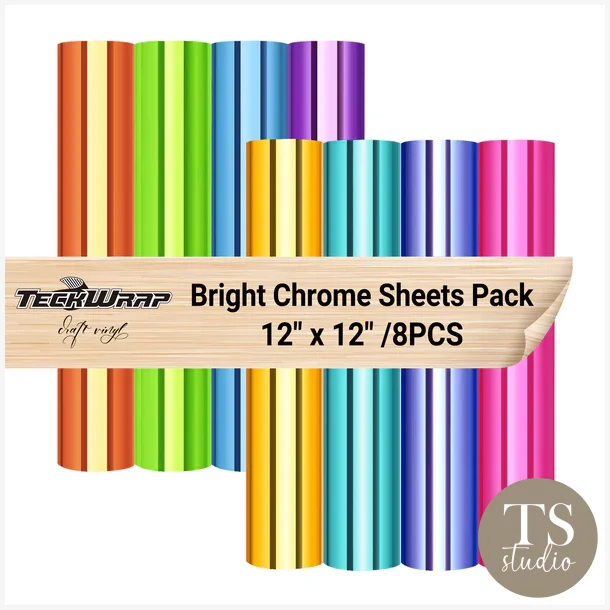 Bright Chrome Vinyl Sheets Pack (8PCS)