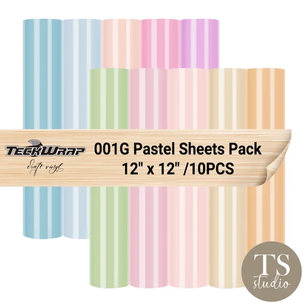 001Glossy Vinyl Sheets Pack - Pastel (10PCS)