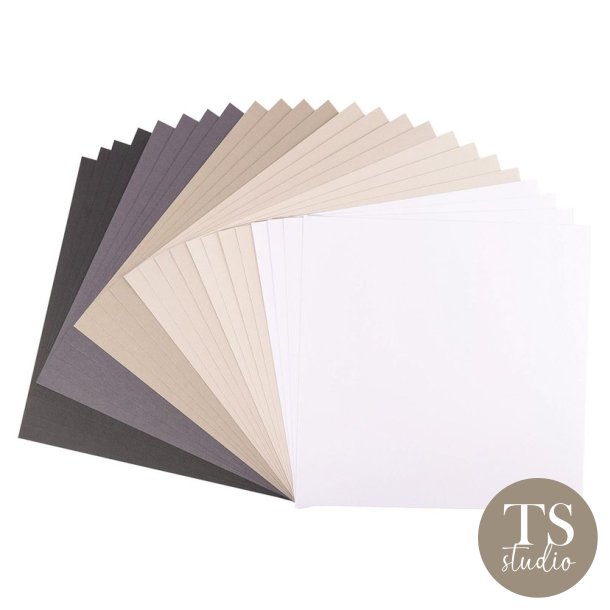 Florence Cardstock Paper 216g - Texture 24x - Black &amp; Grey Multi