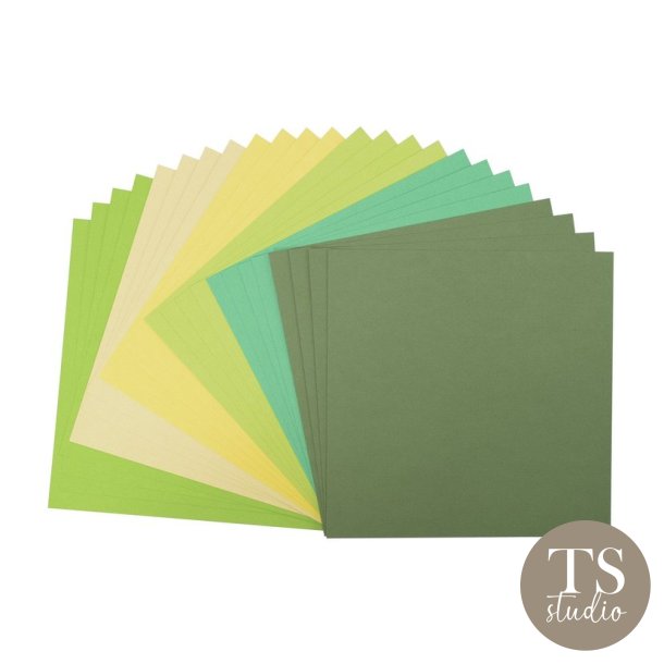 Florence Cardstock Paper 216g - Texture 24x - Green Multi
