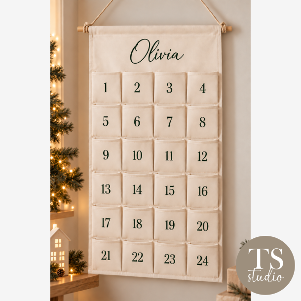 Personlig Julekalender med Navn � M�rkegr�n