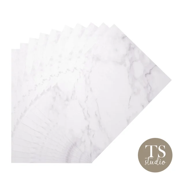 Florence Cardstock Paper 200g - Smooth A4 - White Marble (10stk)