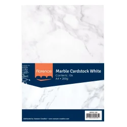 Florence Cardstock Paper 200g - Smooth A4 - White Marble (10stk)