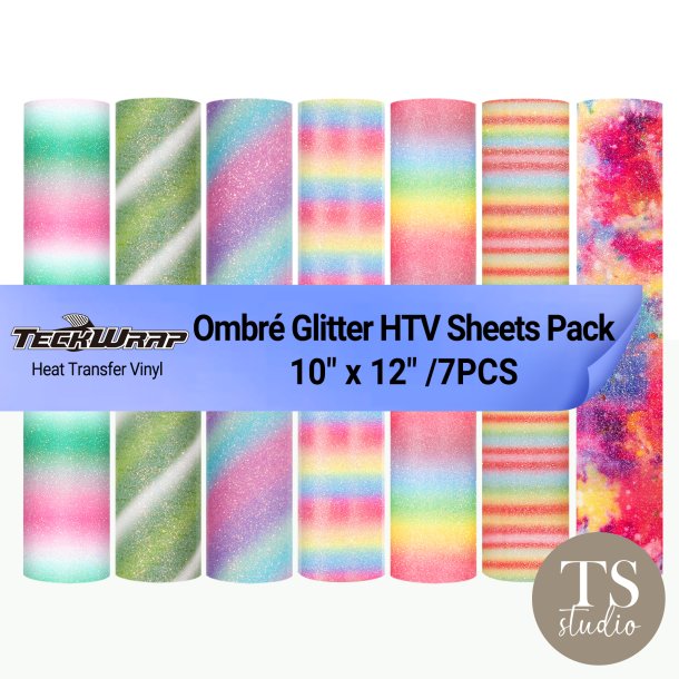 Ombr� Glitter HTV - Sheets Pack (7PCS)