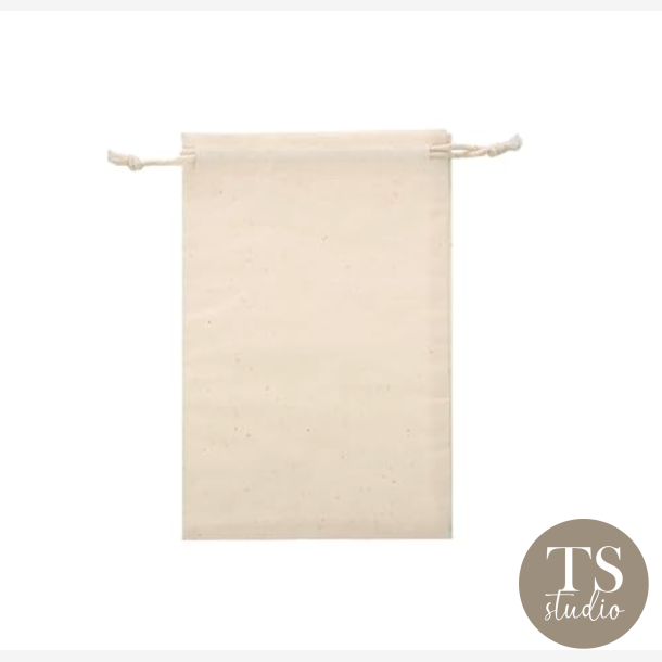 Bomuldspose med sn�relukning - 11x15